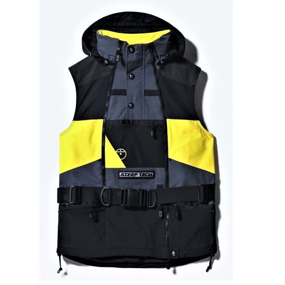 The North Face STEEP TECH Unisex Apogee Hooded Shell Ski Vest Yellow/Black  NEW - Picture 3 of 14